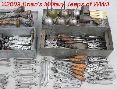 Collection of WWII MB/GPW Jeep Tools, Army Vehicle Mechanic's Tools & Tool Boxes