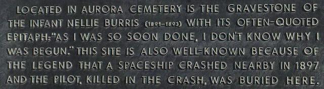 Aurora Cemetery - est. 1861 - Alien Spaceship Crash Burial Site, 1897 - Aurora, Texas