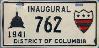 1941 Presidential Inauguration License Plate - Washington, DC