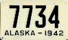 License Plates WWII 1942 Alaska - Territory of Alaska