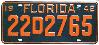 License Plate WWII 1942 Florida