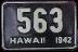 License Plate WWII 1942 Hawaii - Territory of Hawaii - Motorcycle