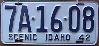 License Plates WWII 1942 Idaho