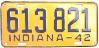 License Plate WWII 1942 Indiana