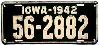 License Plate WWII 1942 Iowa
