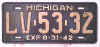 License Plate WWII 1942 Michigan ~ Half Year