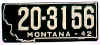 License Plate WWII 1942 Montana