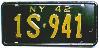 License Plate WWII 1942 New York