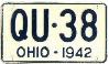 License Plate WWII 1942 Ohio