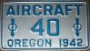 License Plate WWII 1942 Oregon Aircraft