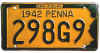 License Plate WWII 1942 Pennsylvania