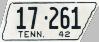 License Plate WWII 1942 Tennessee