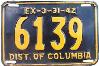 License Plate WWII 1942 Washington D. C. ~ District of Columbia