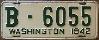 License Plate WWII 1942 Washington