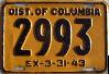 License Plate WWII 1942 Washington D. C. ~ District of Columbia ~ short version