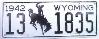 License Plate WWII 1942 Wyoming