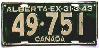License Plate WWII 1942 Alberta Canada
