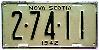 License Plate WWII 1942 Nova Scotia Canada