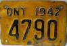 License Plate WWII 1942 Ontario Canada Motorcycle