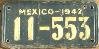 License Plates WWII 1942 Mexico