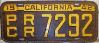 License Plate WWII Calif Commercial 1942  Pneumatic Tired