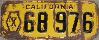 License Plate WWII Calif Exempt 1940