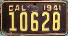 License Plate WWII Calif Motorcycle 1941