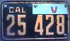 License Plate WWII Calif Motorcycle 1943