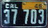 License Plate WWII Calif Motorcycle 1946  - 1945 with a 1946 Tab
