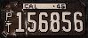 License Plate WWII Calif Pneumatic Tire Trailer 1945