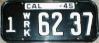License Plate WWII Calif Wrecker 1945