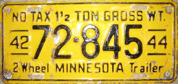 1944 Minnesota Restamped License Plate