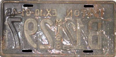 1945 Mississippi Restruck License Plate