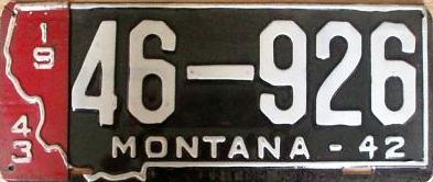 1943 Montana Restruck License Plate Tab