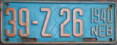 1940 Nebraska Restamped License Plate