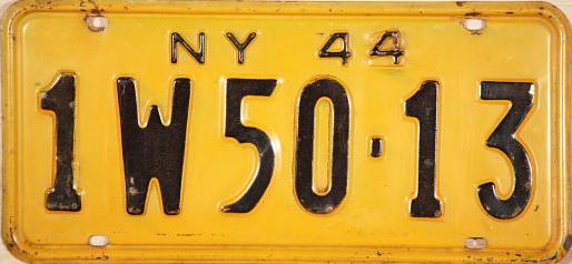 1942 1944 New York Restamped License Plate