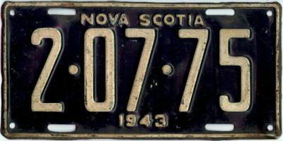 1943 Nova Scotia Canada Restamped License Plate