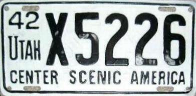 1942 Utah Restamped License Plate