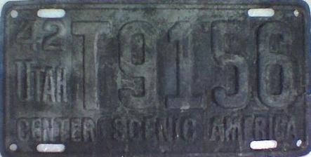 1942 Utah Restamped License Plate