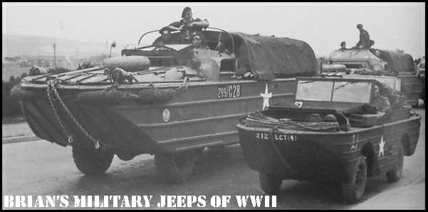 A Ford GPA next to a GMC DUKW