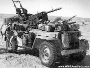 British SAS - Special Air Service - Jeep loaded with Machine Guns, Gas Cans, and a Radiator Surge Tank.