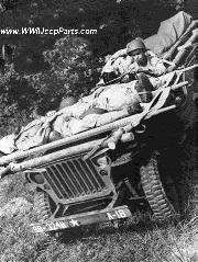1/4-Ton Truck Litter Jeep of A Company (Collecting Company), 324th Medical Battalion, during field exercises at Camp Maxey, Texas  in 1943.