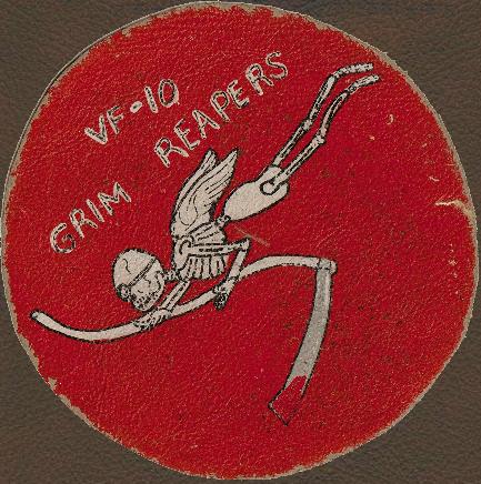 WWII Patch, USN, VF-10 Grim Reapers, LEATHER
